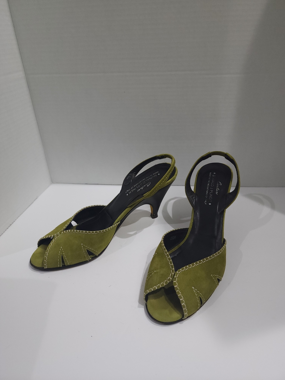 Donald J. Pliner Olive Green Suede Slingback Heels